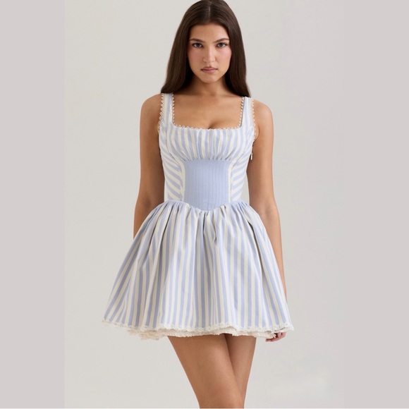 House of CB Dresses & Skirts - NWT House of CB LIESL Blue Striped Pintucked Mini Dress